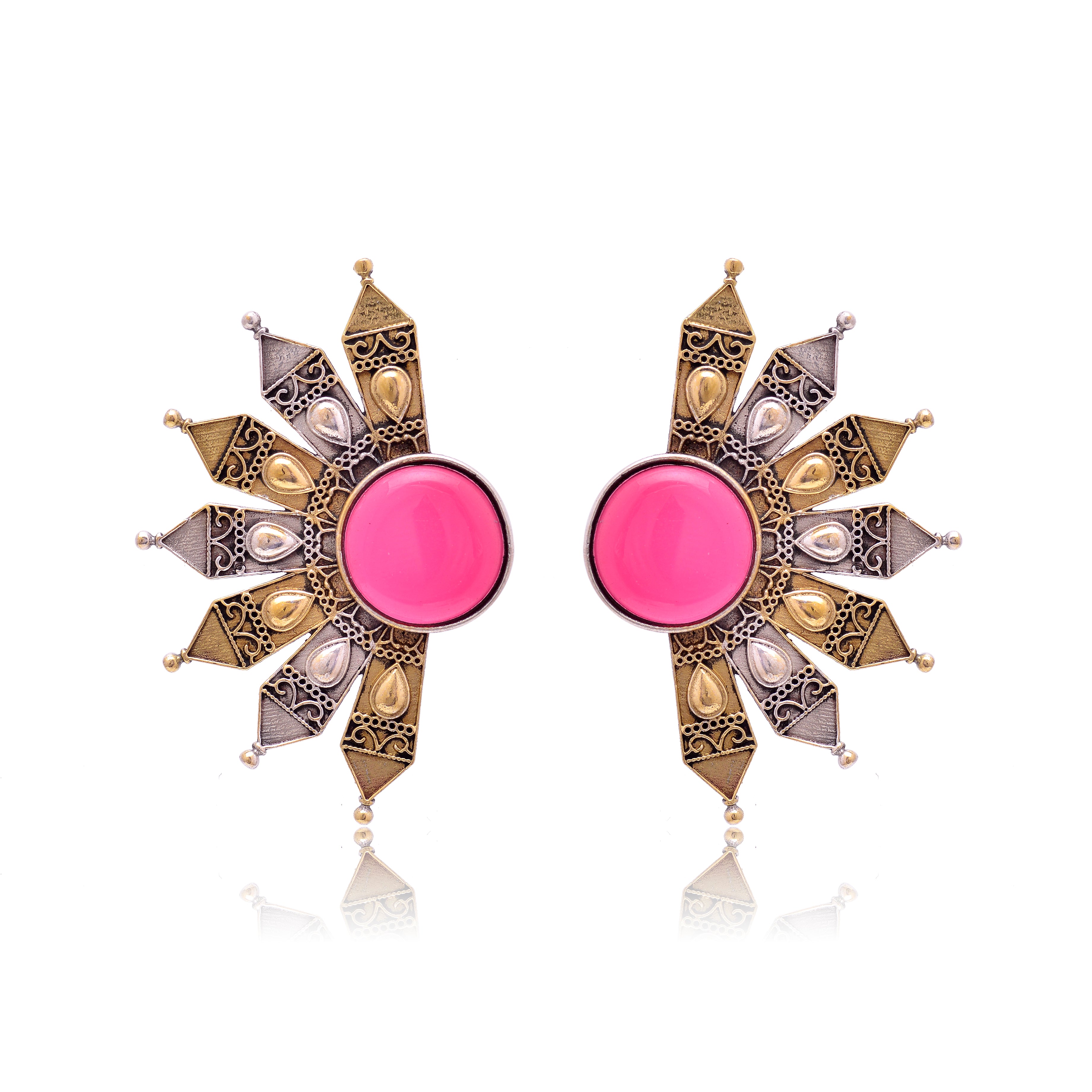Ethnic Radiance Fan Stud Earrings