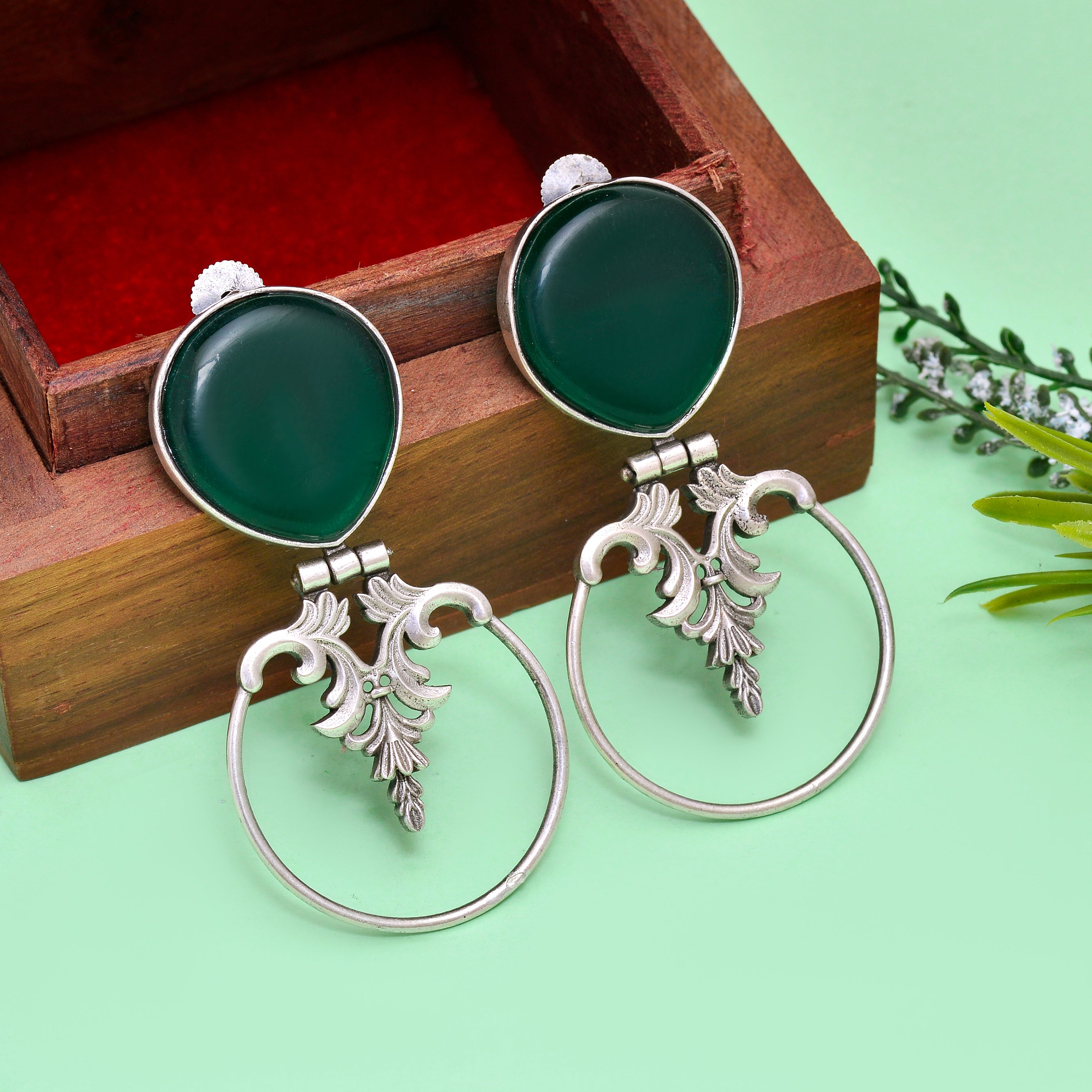 Round Dew Hoops Earrings