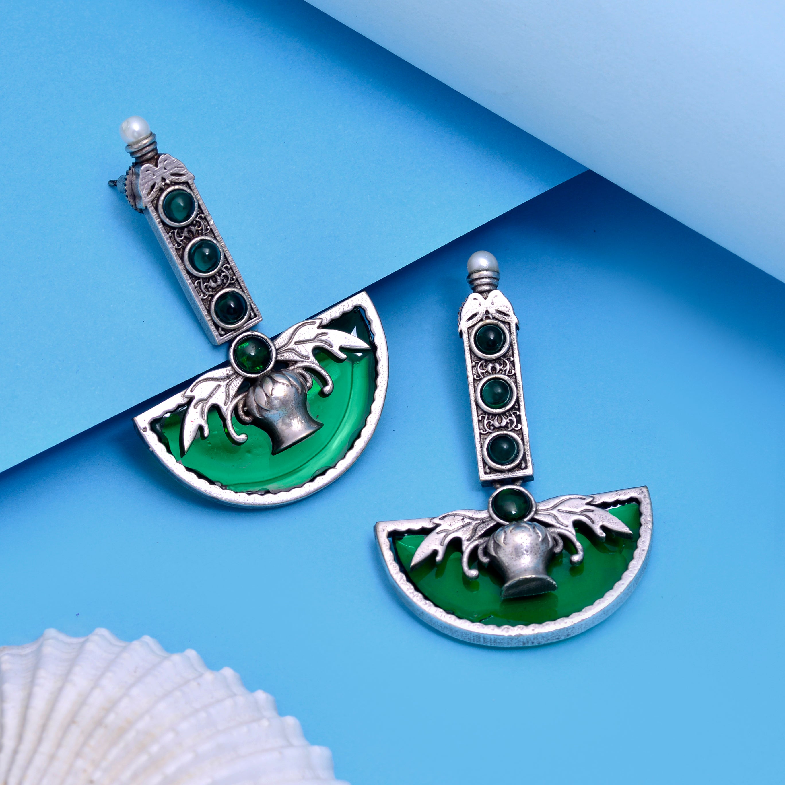 Ocean Warrior Crescent Drop Earrings