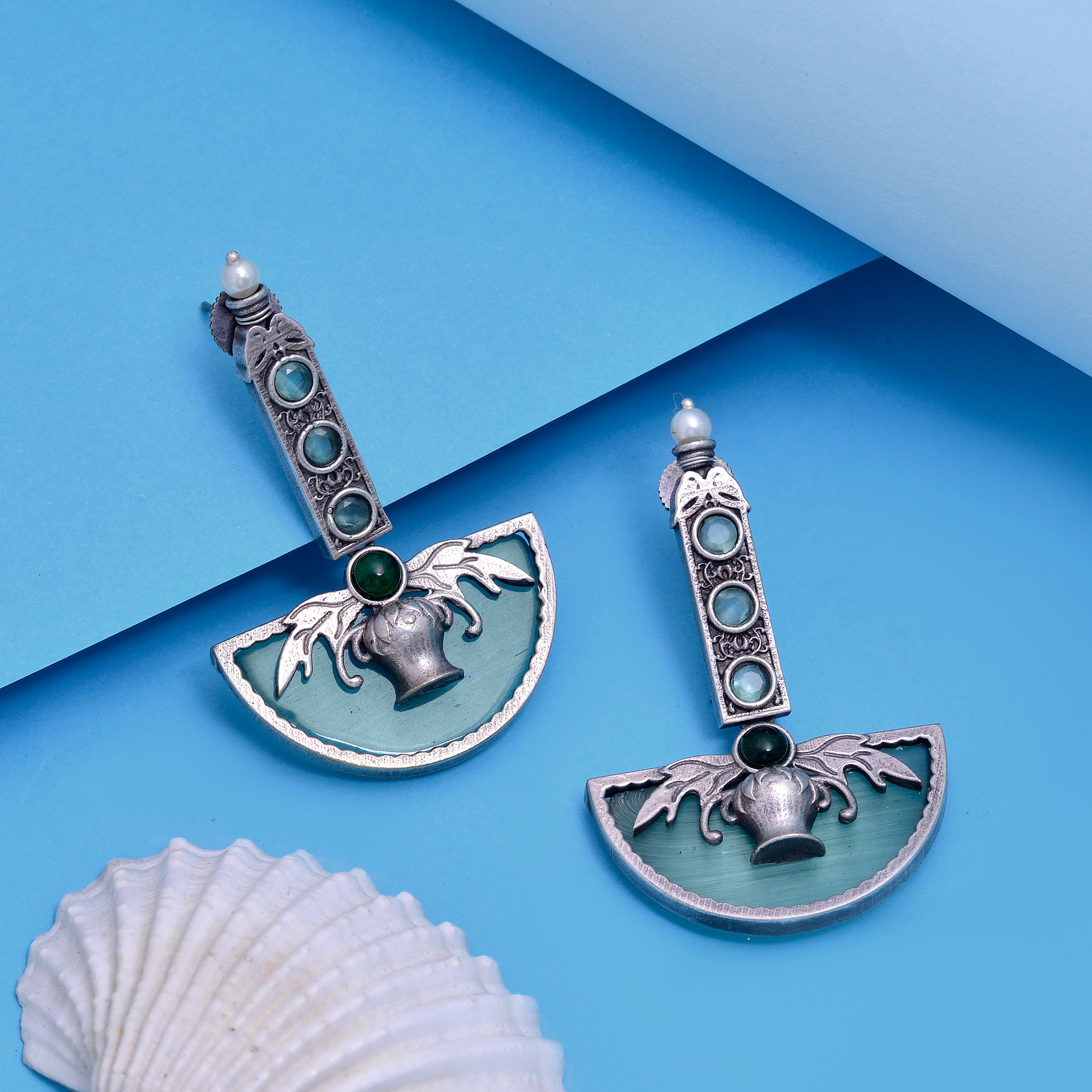 Ocean Warrior Crescent Drop Earrings