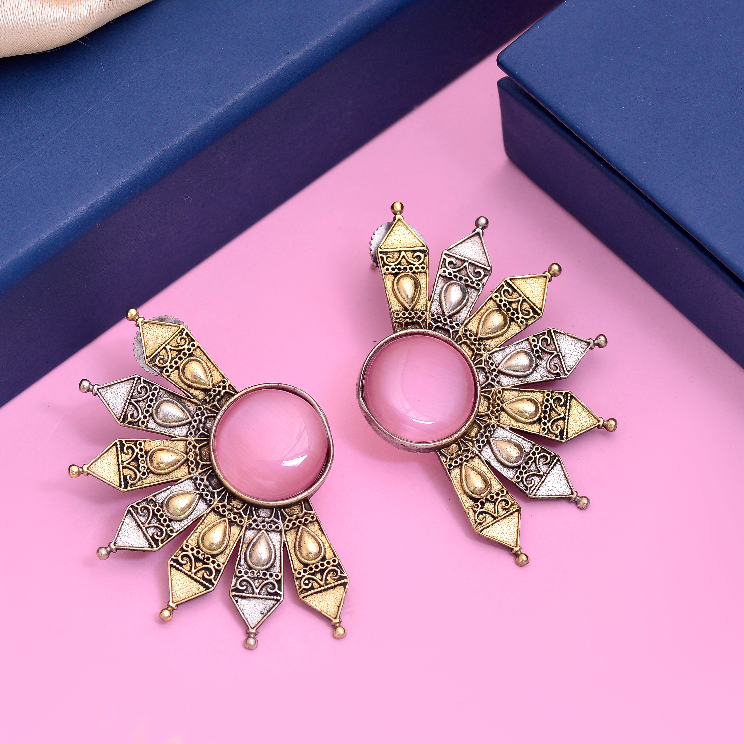Ethnic Radiance Fan Stud Earrings