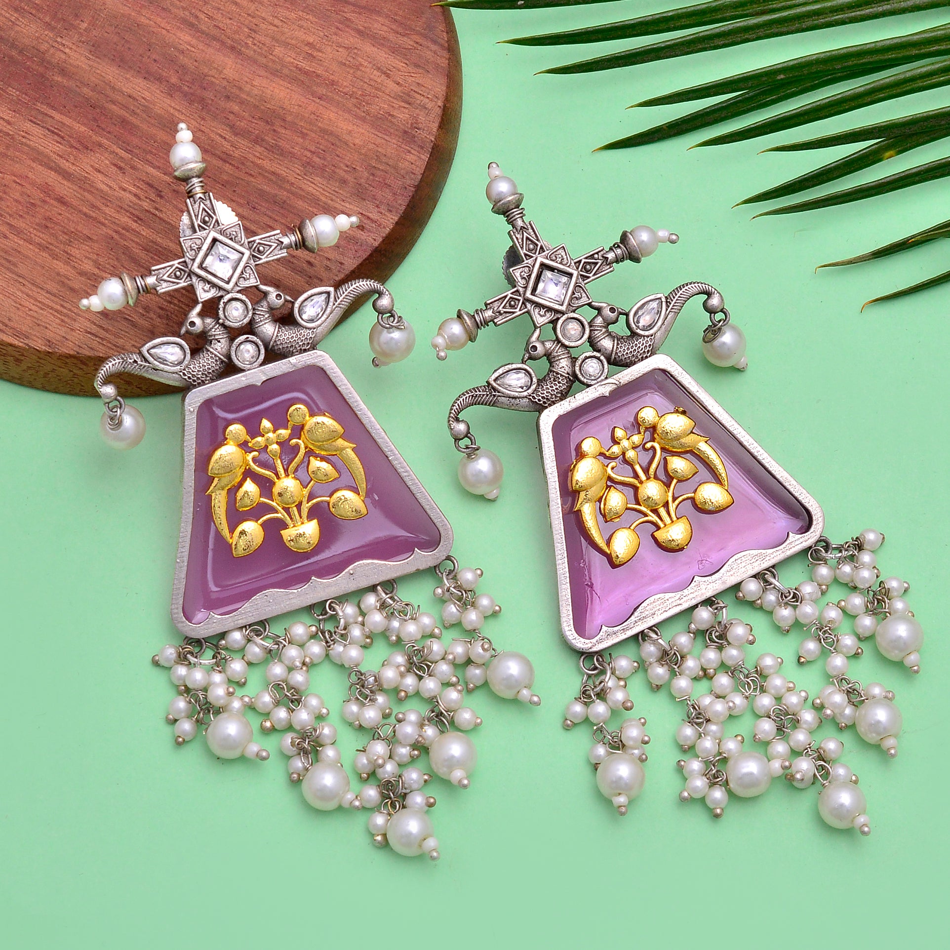 Enamelled Deer Dangler Earrings