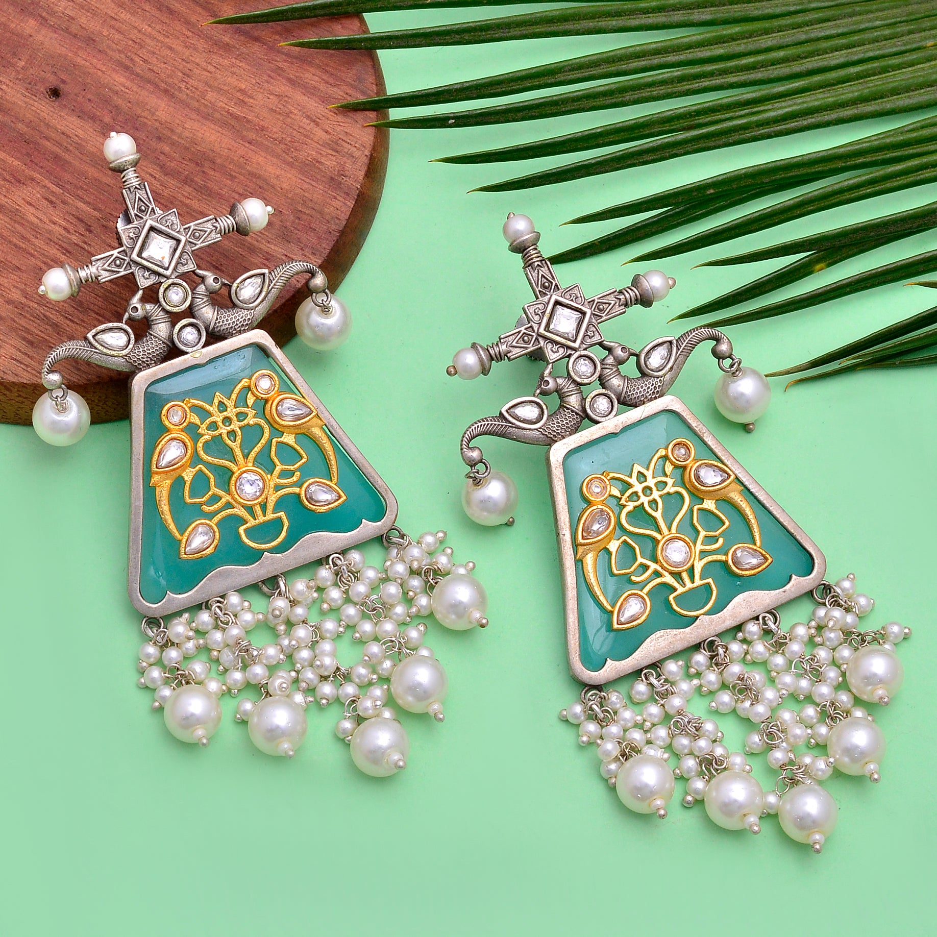 Enamelled Deer Dangler Earrings