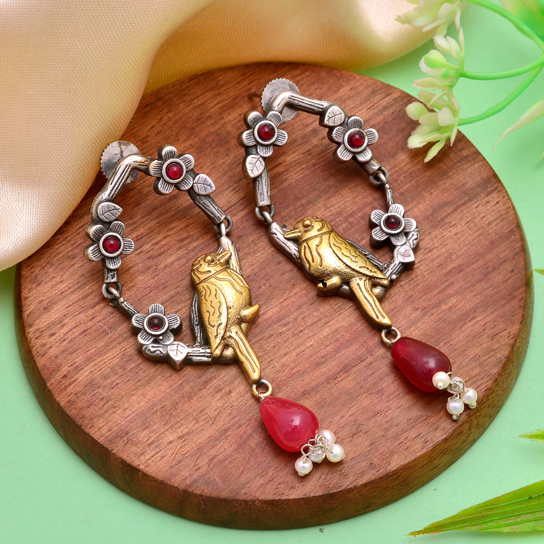 Gilded Parrot Dangler Earrings