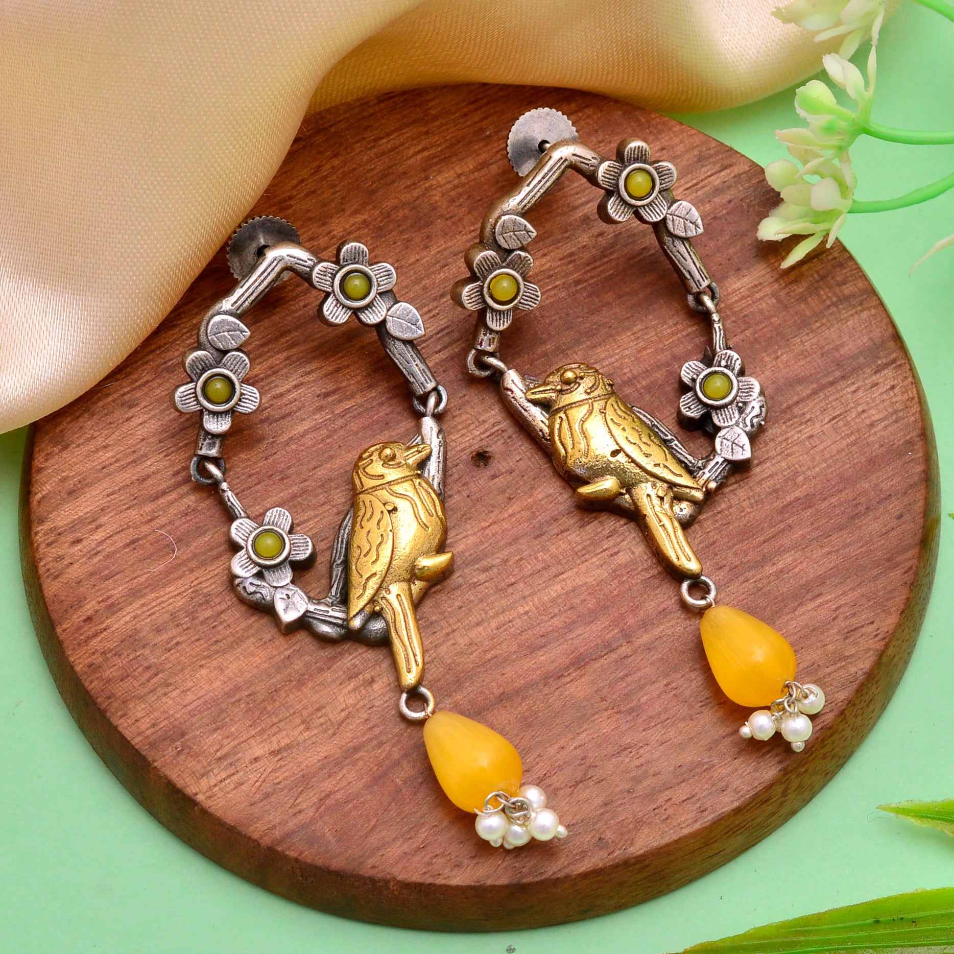 Gilded Parrot Dangler Earrings