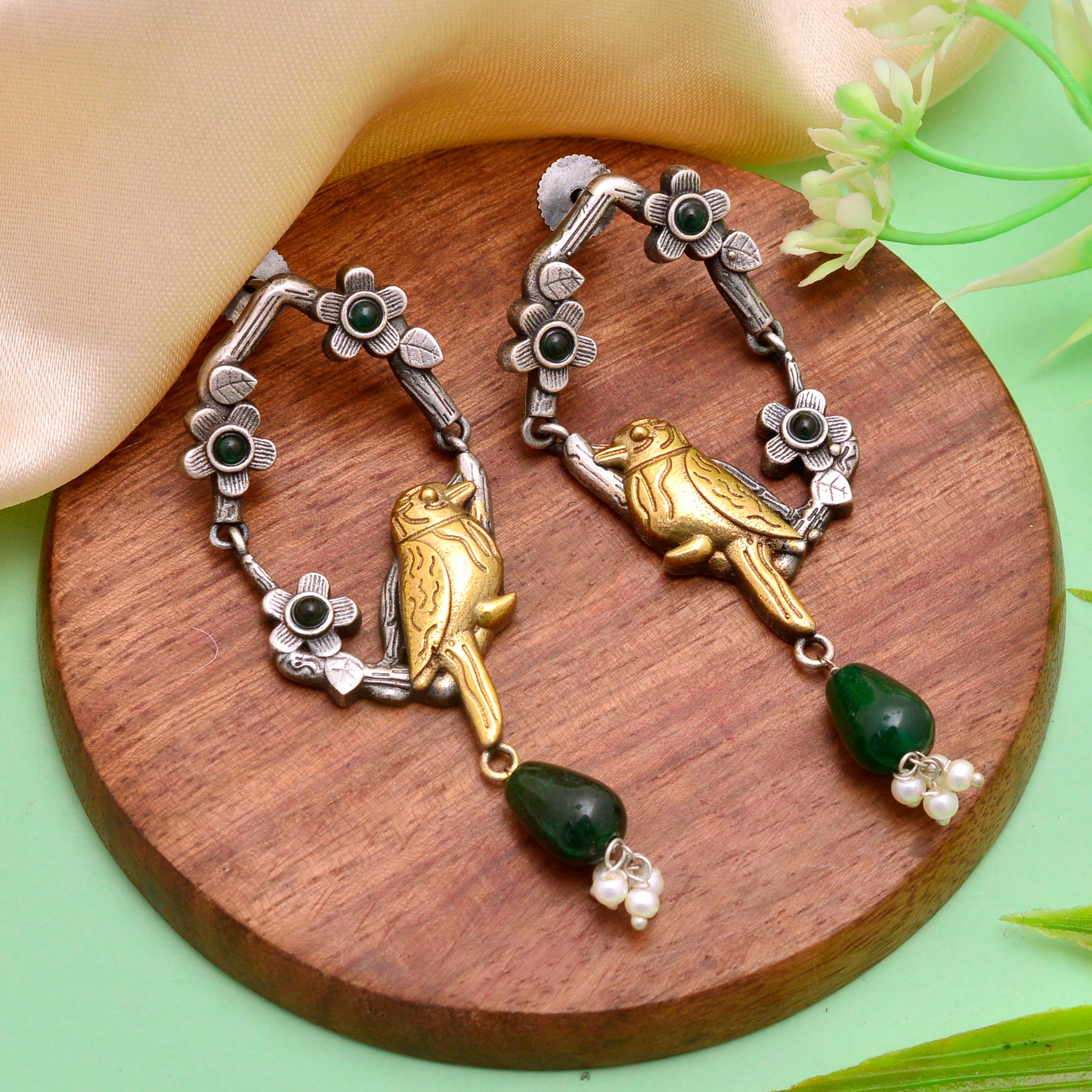 Gilded Parrot Dangler Earrings