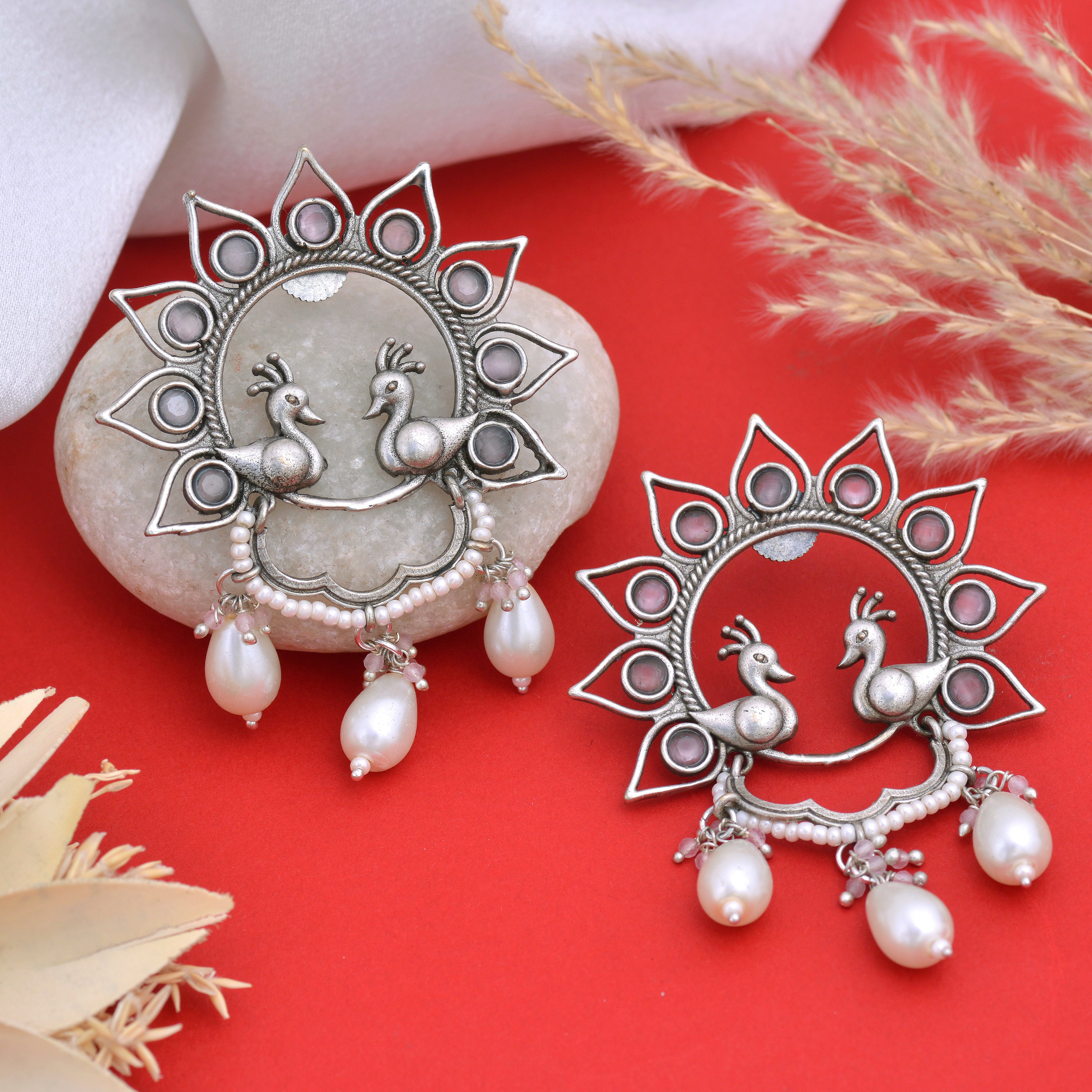 Peacock Thumri Jhumki Earrings