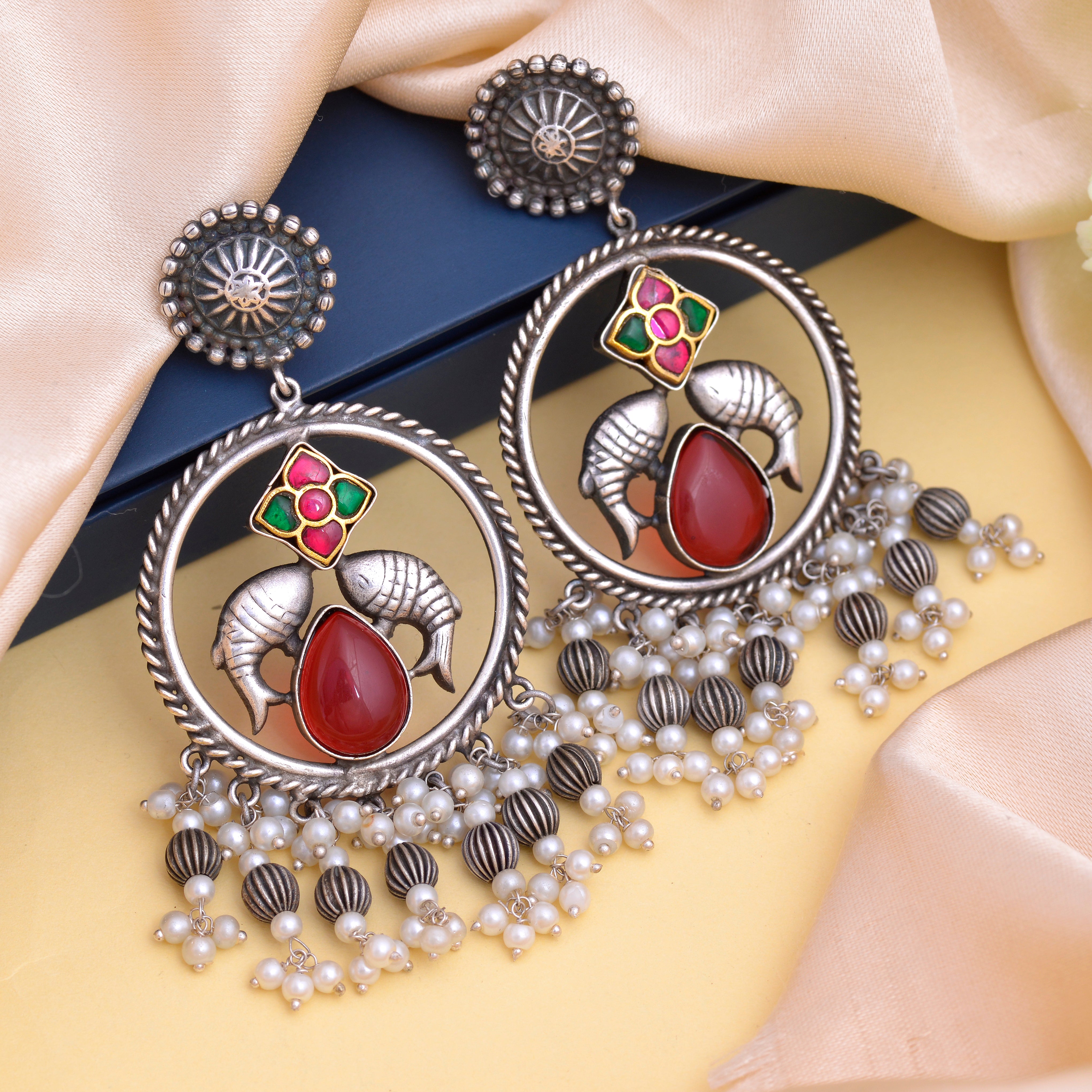 Meenakari Jhumki Earrings