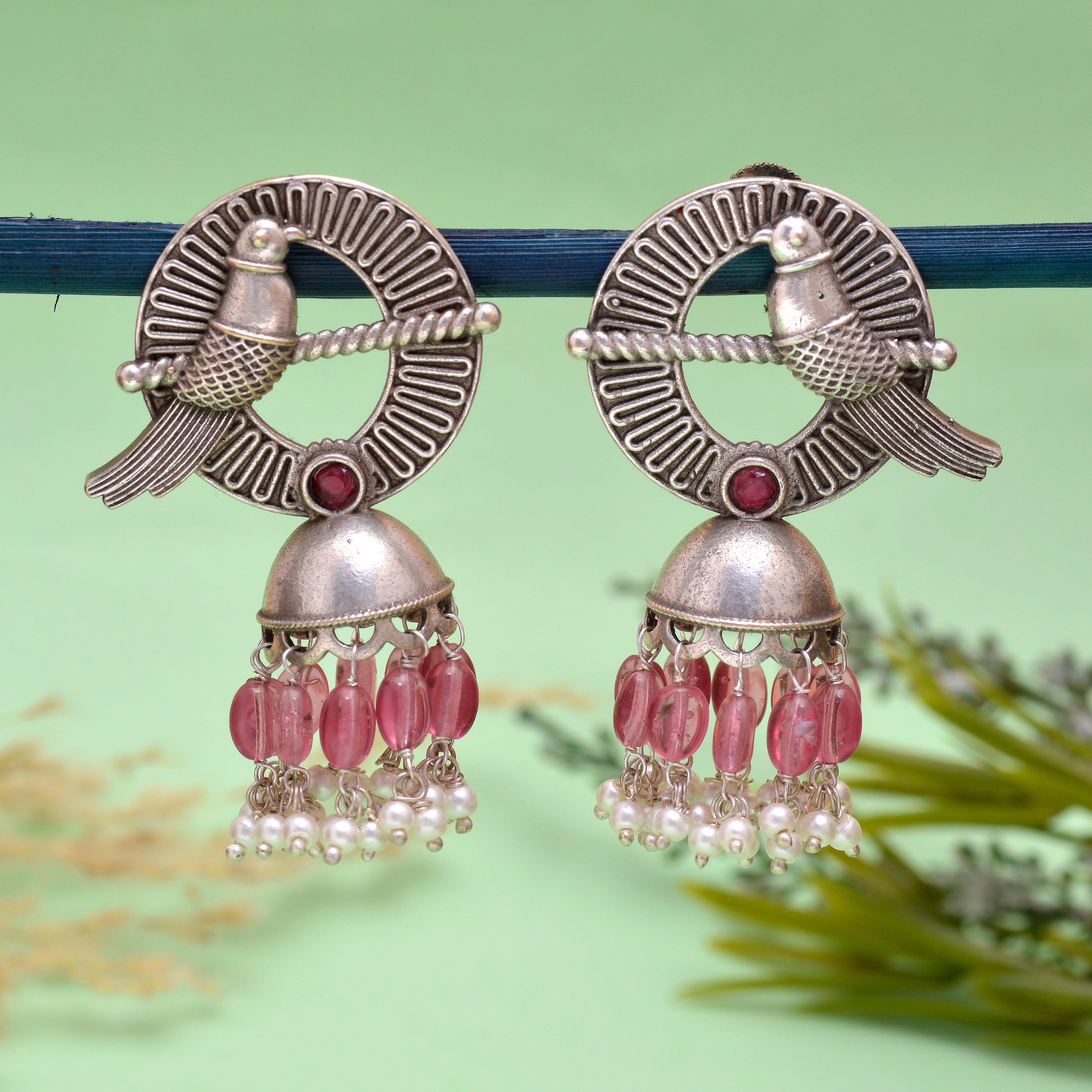 Parakeet Dangler Jhumki Earrings