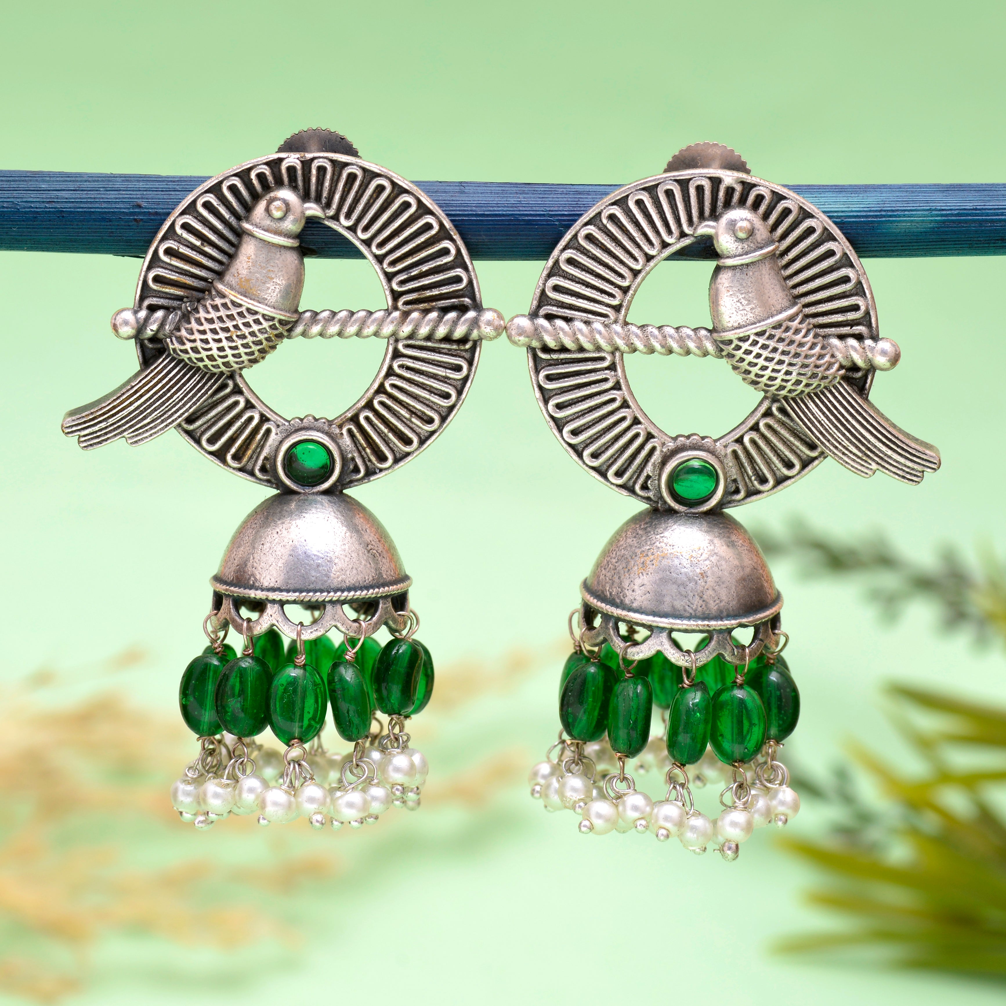 Parakeet Dangler Jhumki Earrings