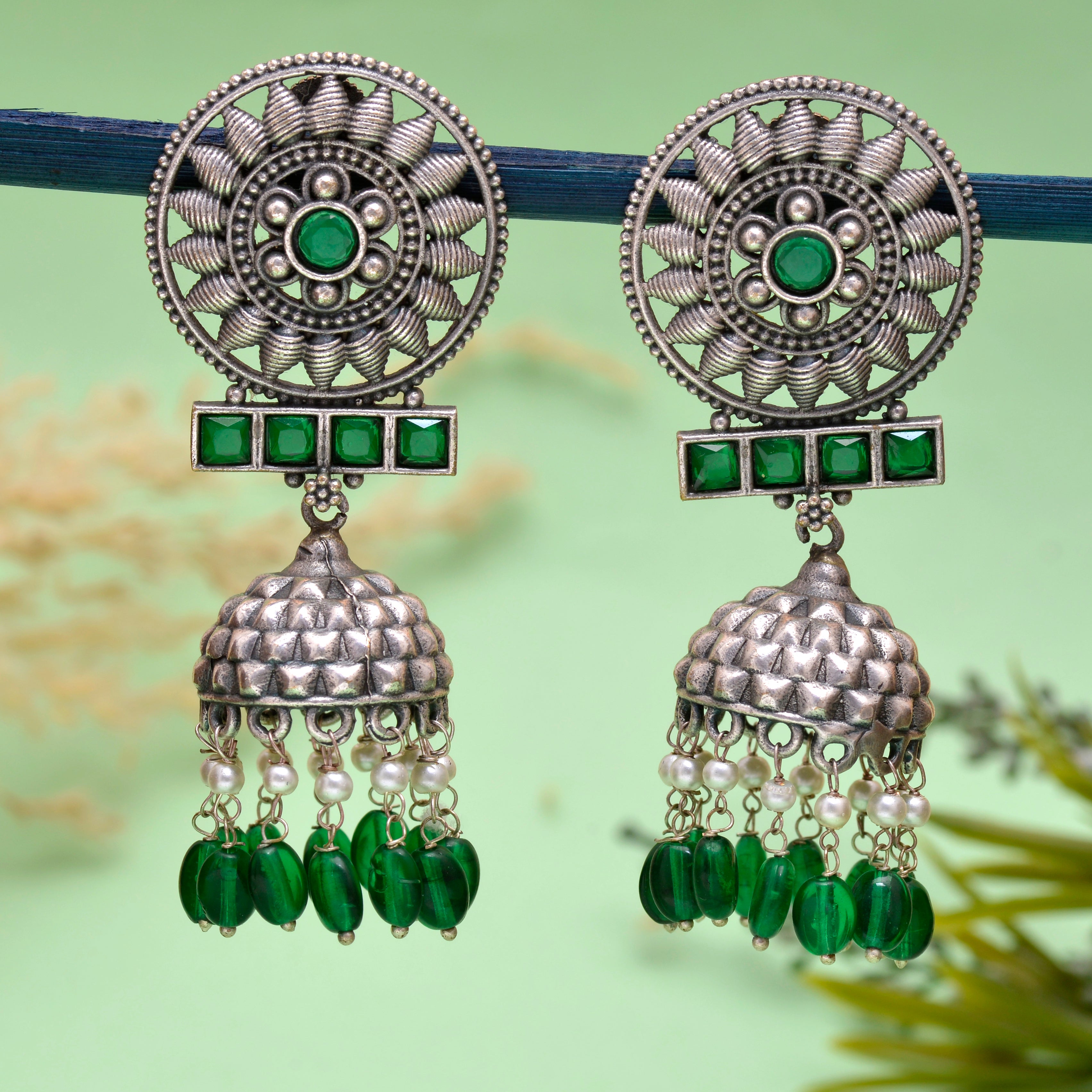 Ocean Temple Bell Jhumki Earrings