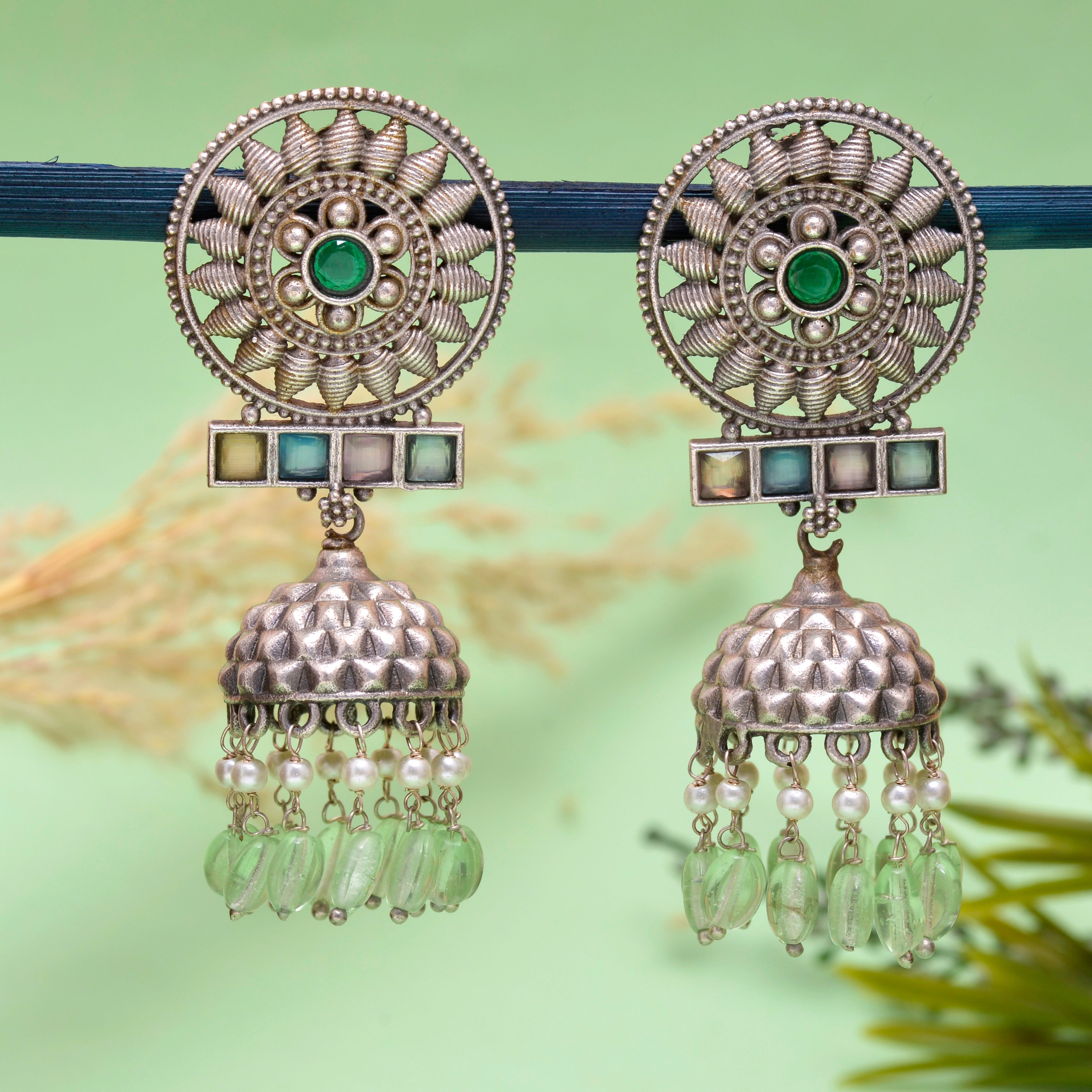 Ocean Temple Bell Jhumki Earrings