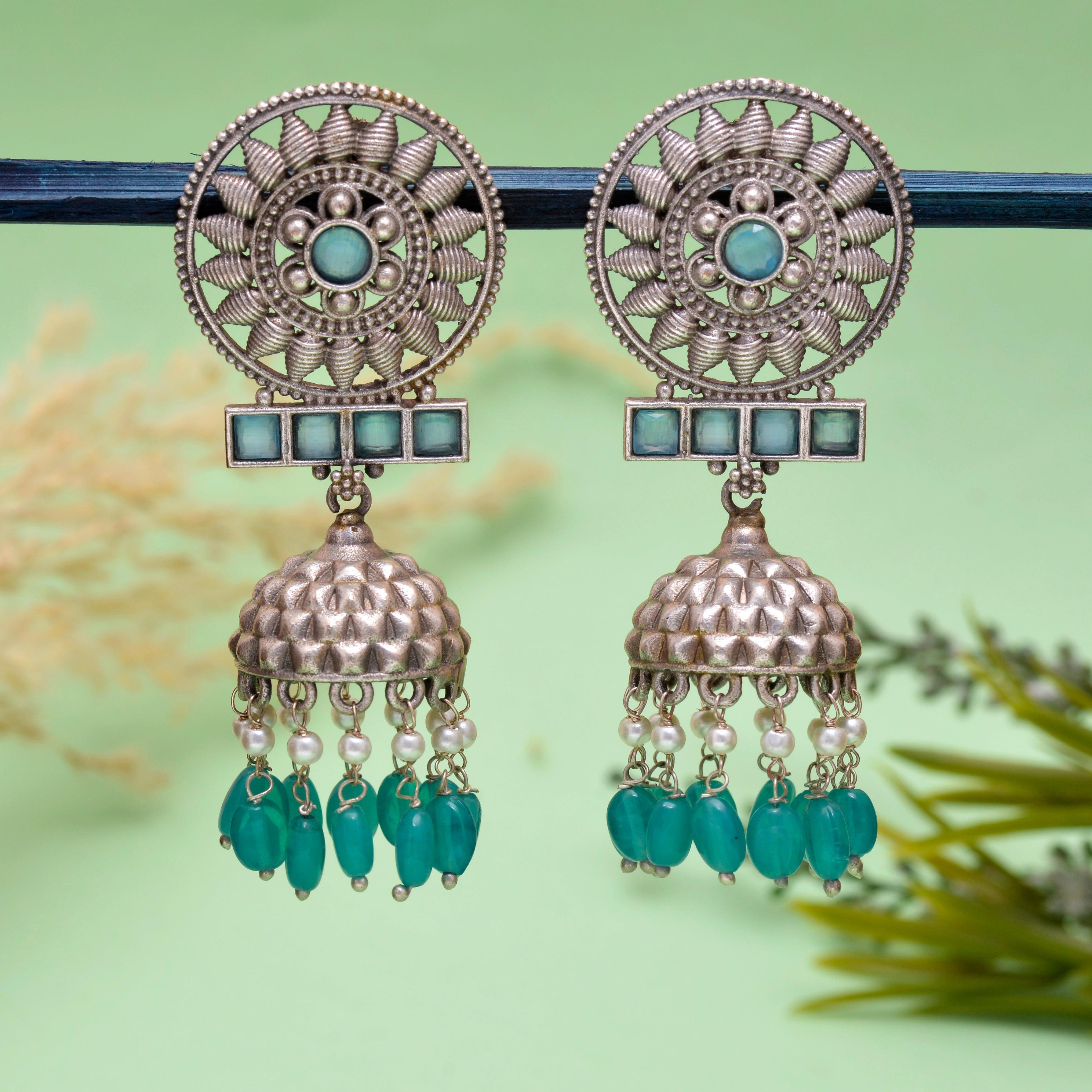 Ocean Temple Bell Jhumki Earrings