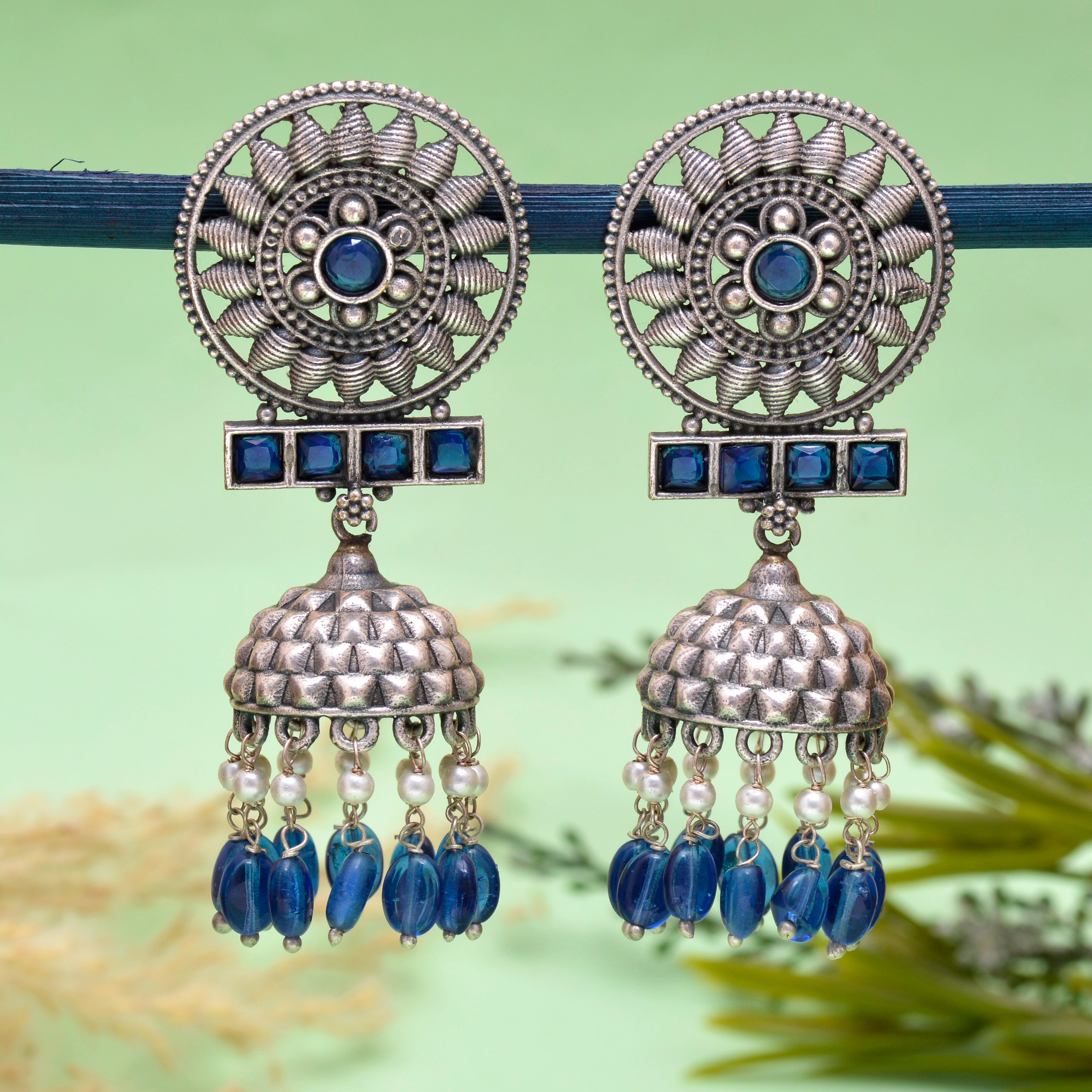 Ocean Temple Bell Jhumki Earrings