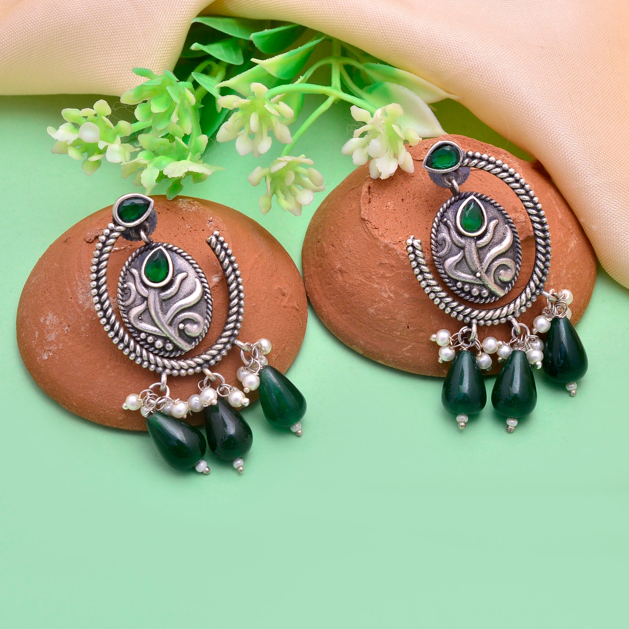Tribal Leaf Drop Earrings