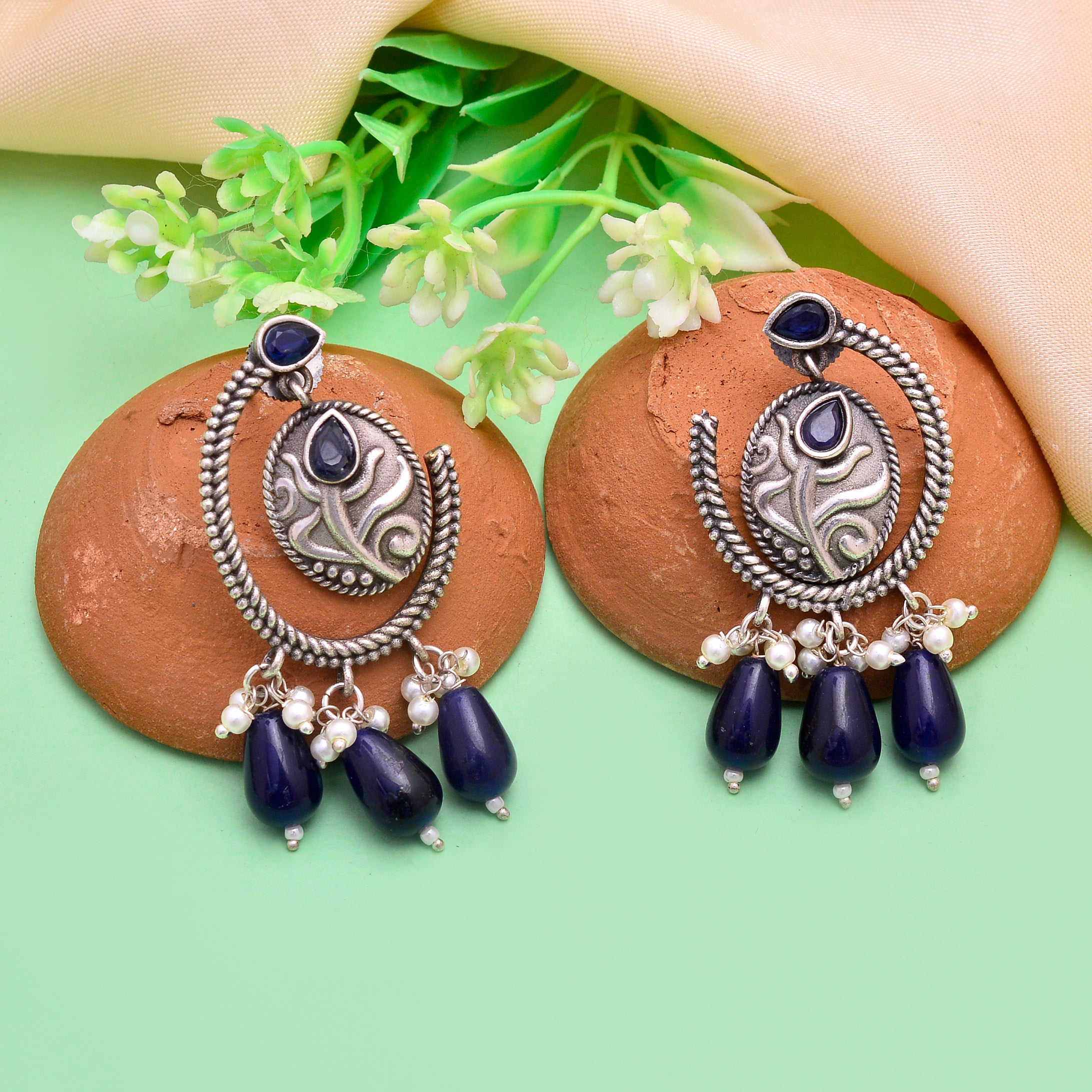 Tribal Leaf Drop Earrings